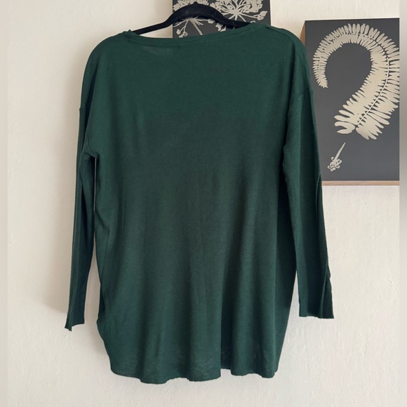 COS Dark Green Long Sleeve Wool Blend Top - Picture 2 of 4